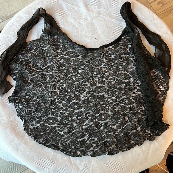 Antique Victorian Black Silk Mourning Hat, gloves, lace collar- PRICE FIRM - Picture 6 of 9